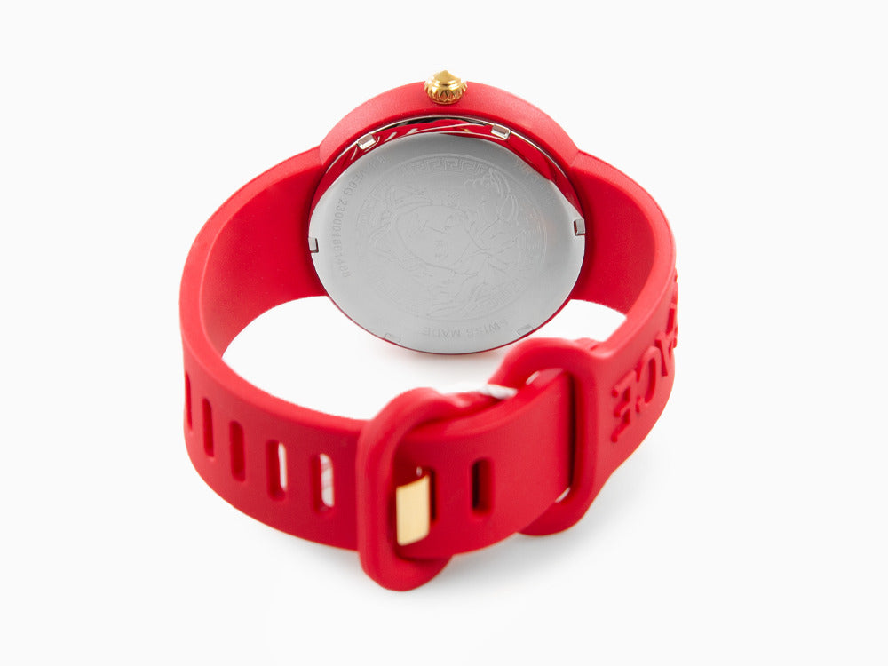 Versace Medusa Pop Quartz Uhr, Silikone, Rot, 39 mm, Shapir-Glas, VE6G00723