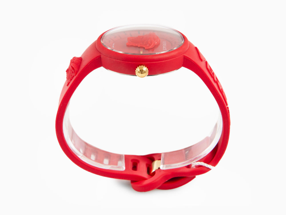 Versace Medusa Pop Quartz Uhr, Silikone, Rot, 39 mm, Shapir-Glas, VE6G00723