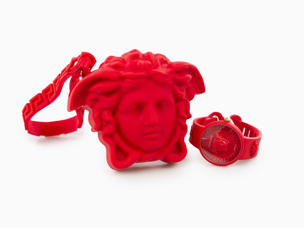Versace Medusa Pop Quartz Uhr, Silikone, Rot, 39 mm, Shapir-Glas, VE6G00723