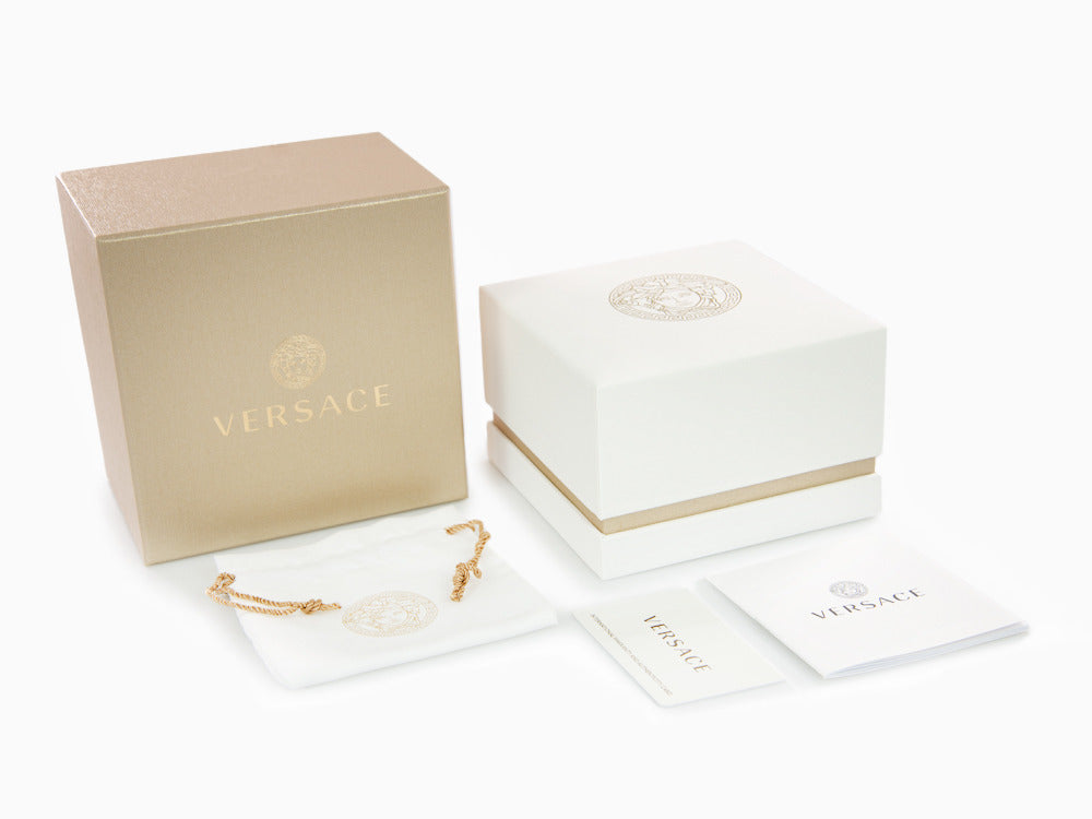 Versace Greca Dome Chrono Quartz Uhr, PVD Gold, Grün, 43 mm, VE6K00423