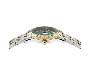 Versace Greca Time GMT Quartz Uhr, PVD Gold, Grün, 41 mm, Shapir-Glas, VE7C00623