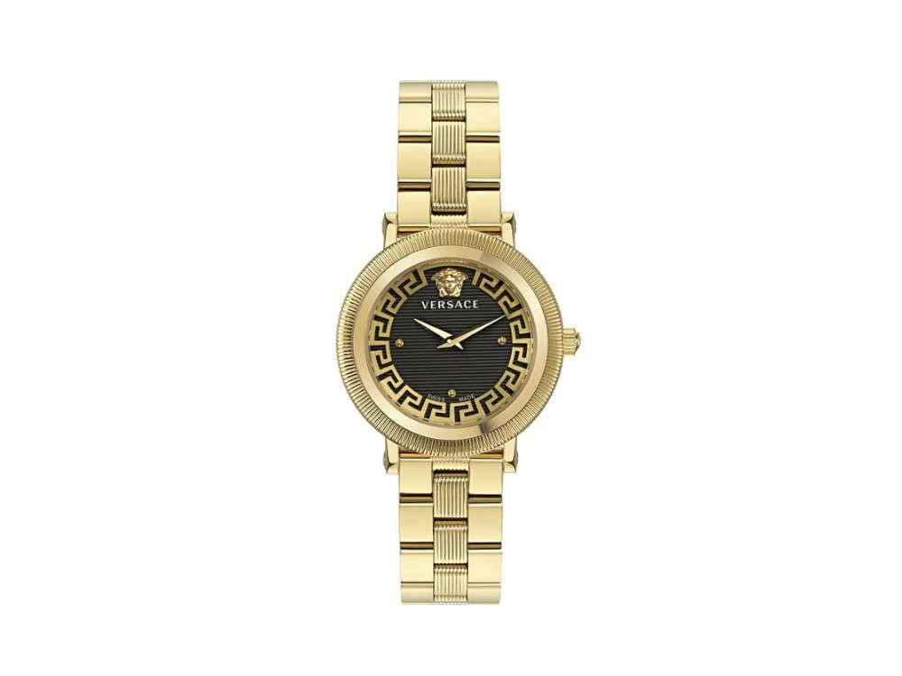 Versace Greca Flourish Quartz Uhr, PVD Gold, Schwarz, 35 mm, VE7F00623