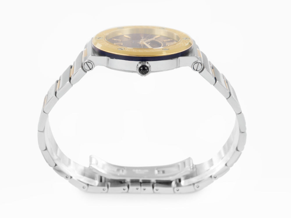 Versace Greca Logo Moonphase Quartz Uhr, PVD Gold, Blau, 38 mm, VE7G00223