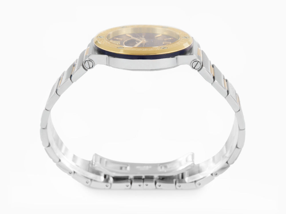 Versace Greca Logo Moonphase Quartz Uhr, PVD Gold, Blau, 38 mm, VE7G00223