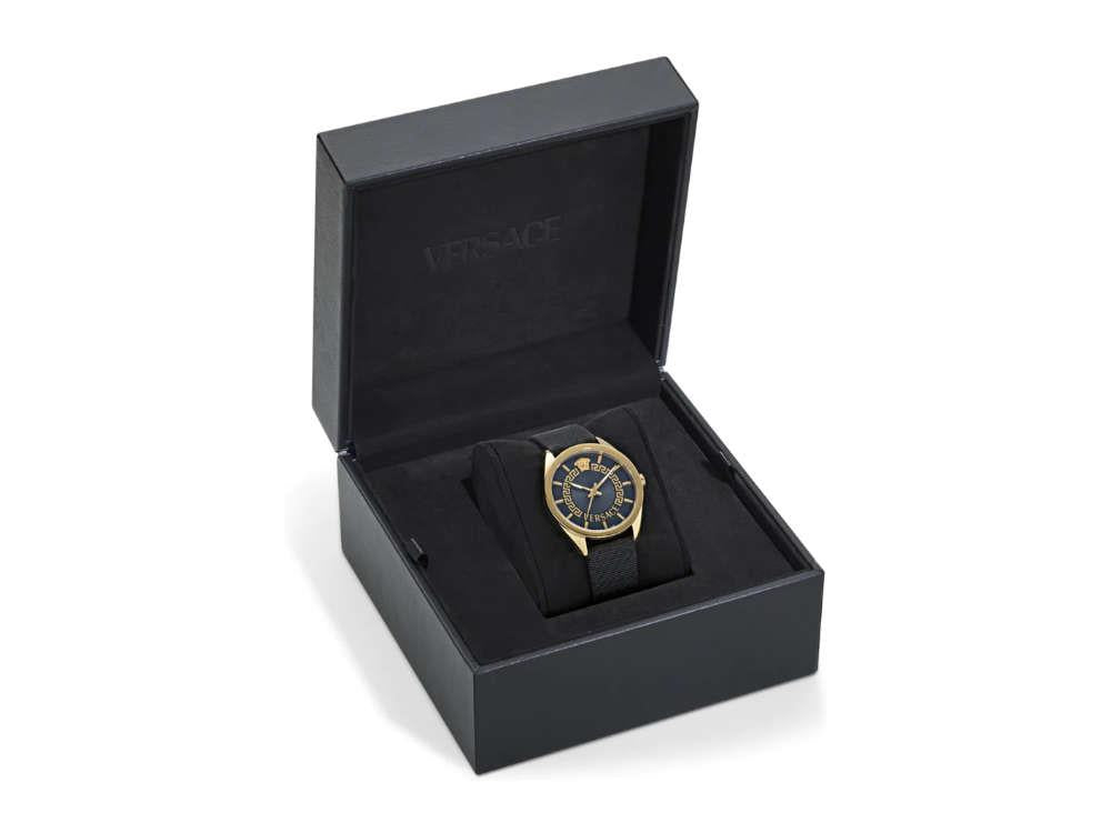 Versace New V Circle Quartz Uhr, PVD Gold, 36 mm, Shapir-Glas, VE8A00224