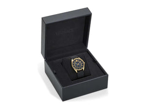 Versace New V Circle Quartz Uhr, PVD Gold, 36 mm, Shapir-Glas, VE8A00224