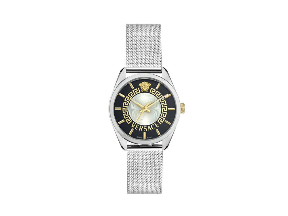 Versace New V Circle Quartz Uhr, 36 mm, Shapir-Glas, VE8A00324