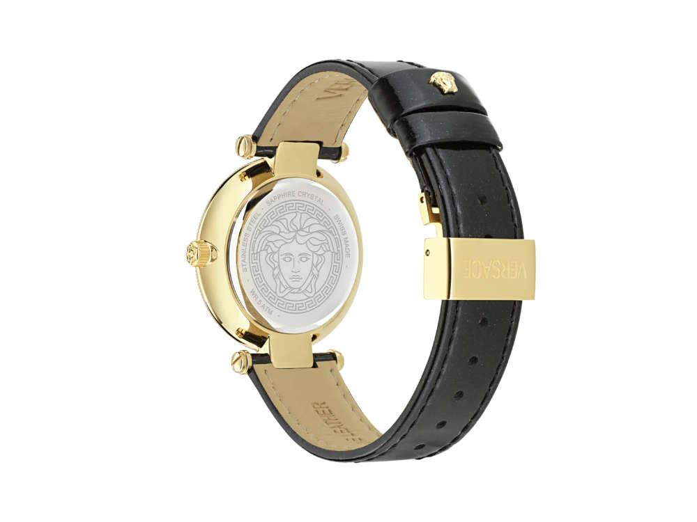 Versace Reve Quartz Uhr, PVD Gold, Schwarz, 35 mm, Shapir-Glas, VE8B00224