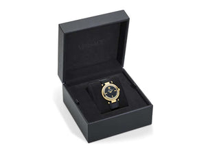 Versace Reve Quartz Uhr, PVD Gold, Schwarz, 35 mm, Shapir-Glas, VE8B00224