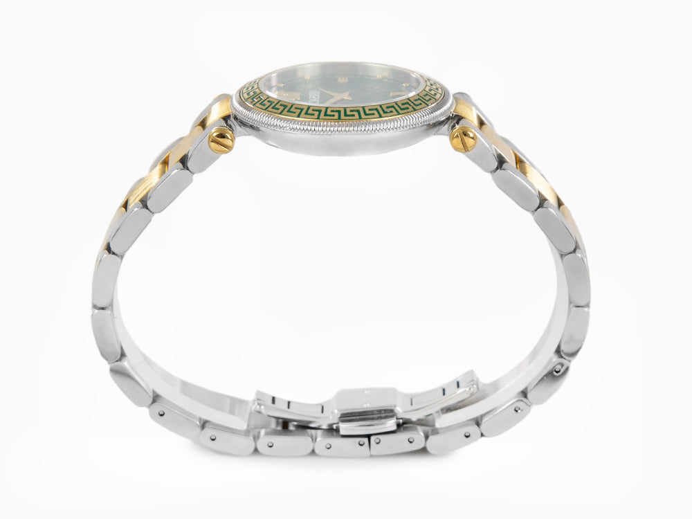 Versace Reve Quartz Uhr, PVD Gold, Grün, 35 mm, Shapir-Glas, VE8B00524