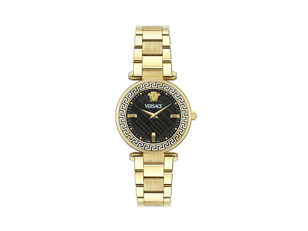 Versace Reve Quartz Uhr, PVD Gold, Schwarz, 35 mm, Shapir-Glas, VE8B00624