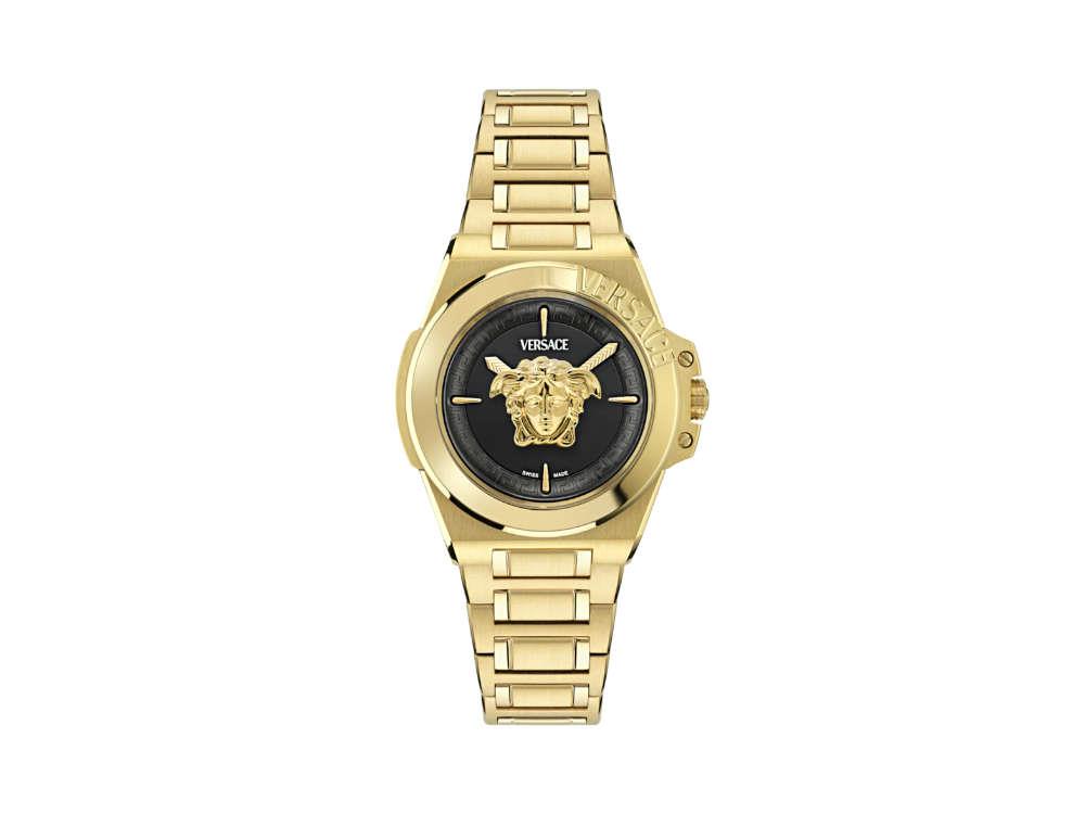 Versace HerA Quartz Uhr, PVD Gold, Schwarz, 37 mm, Shapir-Glas, VE8D00624