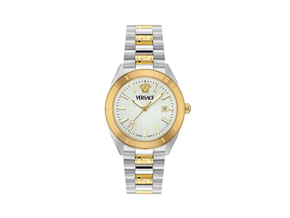 Versace V Dome Quartz Uhr, Silber, 42 mm, Shapir-Glas, VE8E00424