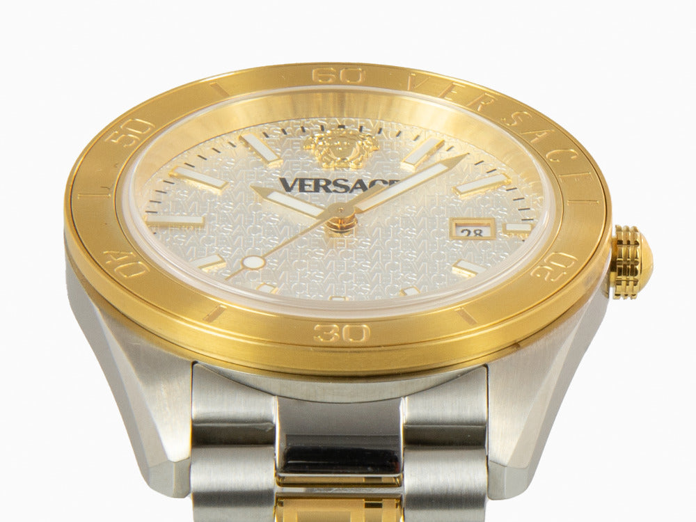 Versace V Dome Quartz Uhr, Silber, 42 mm, Shapir-Glas, VE8E00424