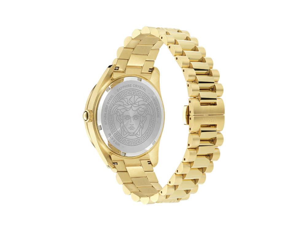 Versace V Dome Quartz Uhr, PVD Gold, Schwarz, 42 mm, Shapir-Glas, VE8E00624