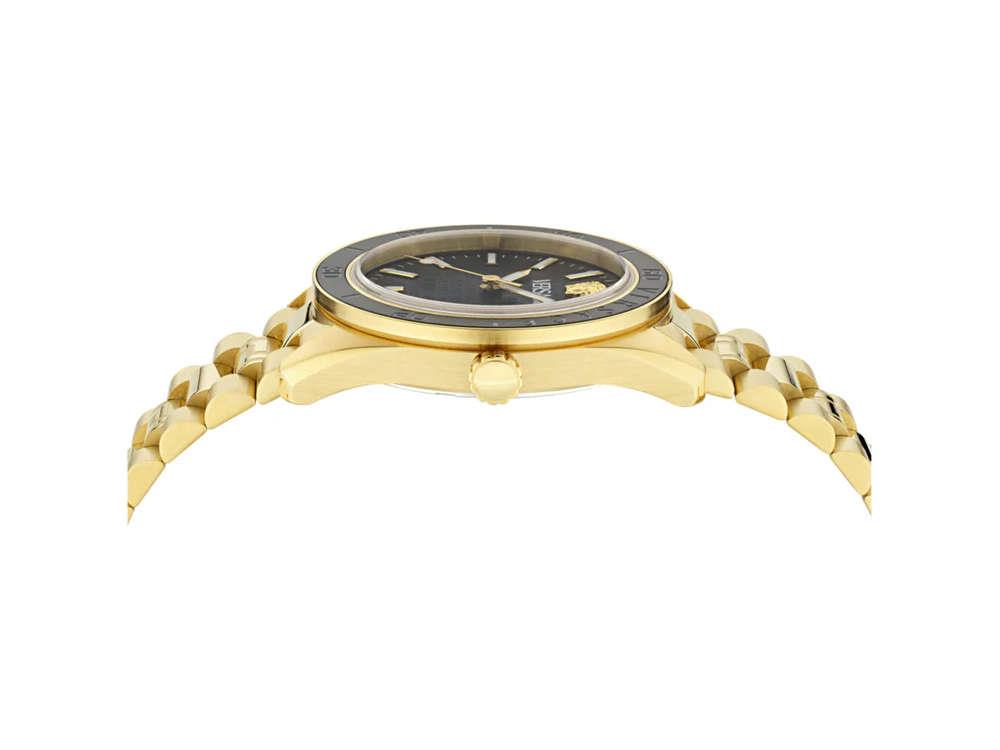 Versace V Dome Quartz Uhr, PVD Gold, Schwarz, 42 mm, Shapir-Glas, VE8E00624