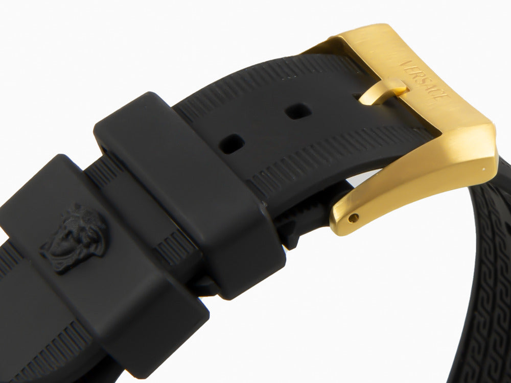 Versace Greca Logo Diver Quartz Uhr, PVD Gold, Schwarz, 43 mm, VE8G00324