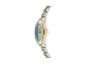 Versace V-Code Lady Quartz Uhr, PVD Gold, Hellblau, 36 mm, VE8I00524