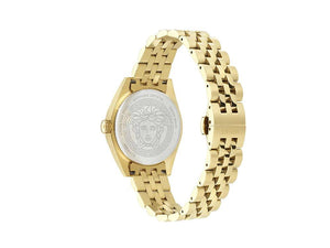 Versace V-Code Lady Quartz Uhr, PVD Gold, Schwarz, 36 mm, Shapir-Glas, VE8I00724