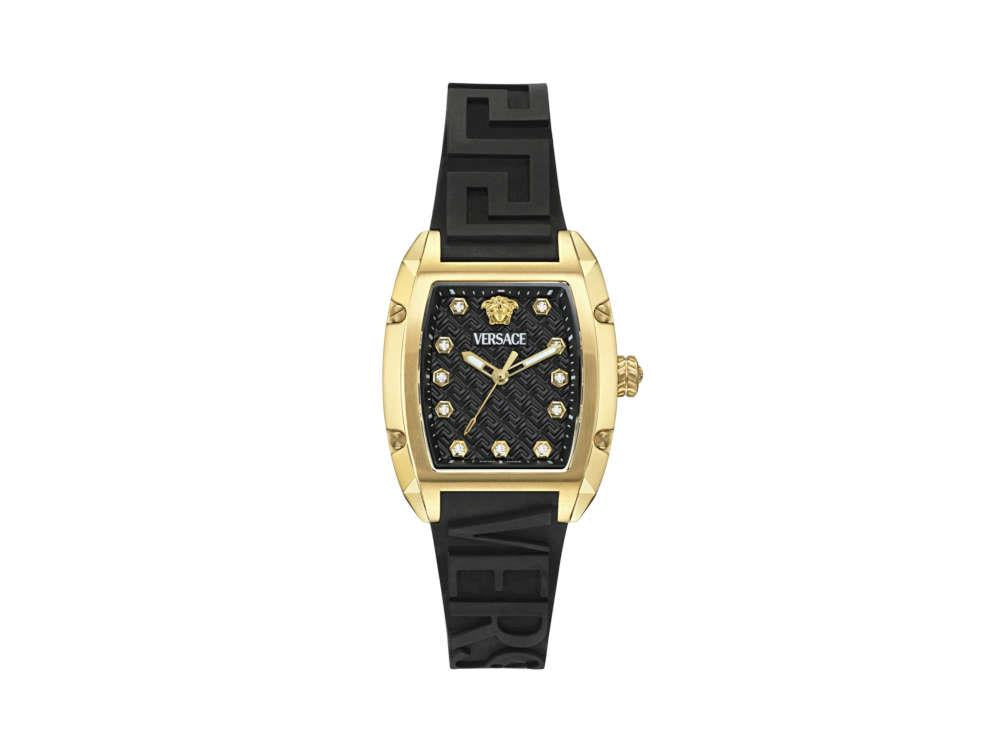 Versace Dominus Lady Quartz Uhr, PVD Gold, Schwarz, 44,8mm x 36mm, VE8K00324