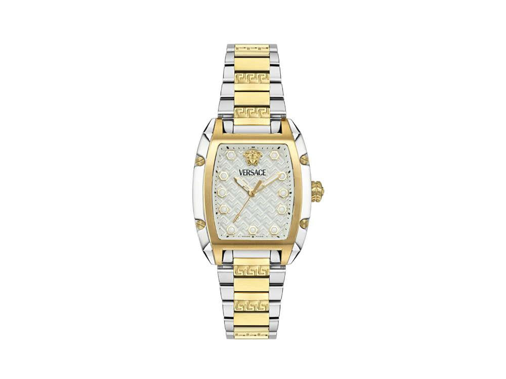 Versace Dominus Lady Quartz Uhr, PVD Gold, Silber, 44,8mm x 36mm, VE8K00424