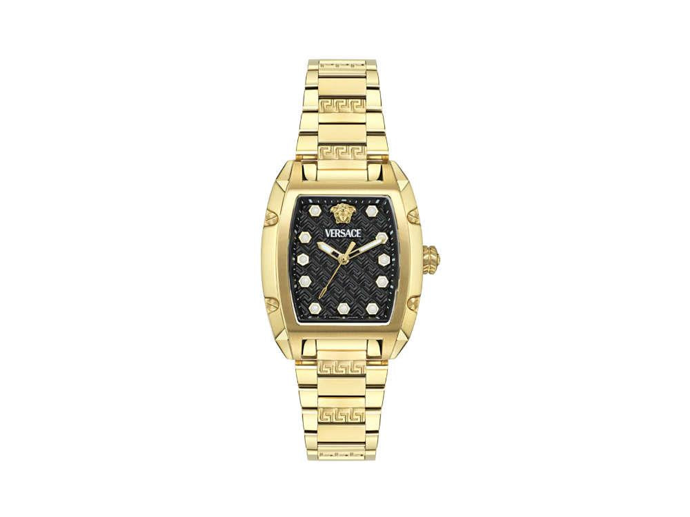 Versace Dominus Lady Quartz Uhr, PVD Gold, Schwarz, 44,8mm x 36mm, VE8K00524