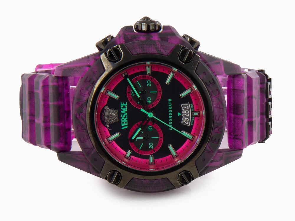 Versace Icon Active Quartz Uhr, Polycarbonat, Schwarz, 44 mm, VE8P00124