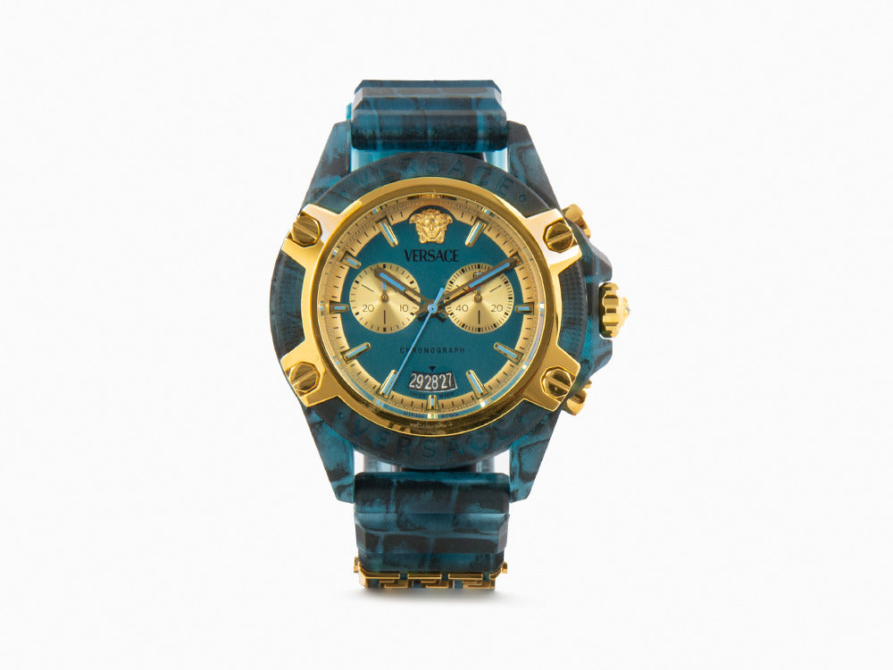 Versace Icon Active Quartz Uhr, Polycarbonat, Blau, 44 mm, VE8P00324