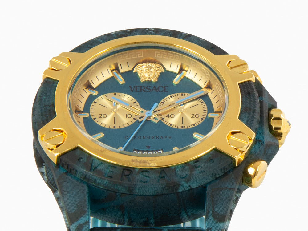 Versace Icon Active Quartz Uhr, Polycarbonat, Blau, 44 mm, VE8P00324