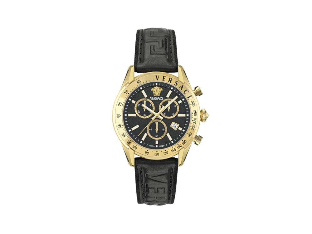 Versace Chrono Master Quartz Uhr, PVD Gold, Schwarz, 44 mm, VE8R00224