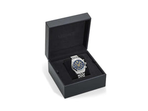 Versace Chrono Master Quartz Uhr, Blau, 44 mm, Shapir-Glas, VE8R00324