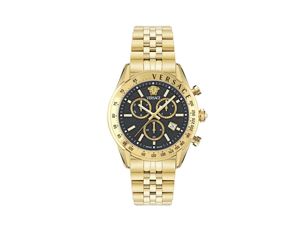 Versace Chrono Master Quartz Uhr, PVD Gold, Schwarz, 44 mm, VE8R00624