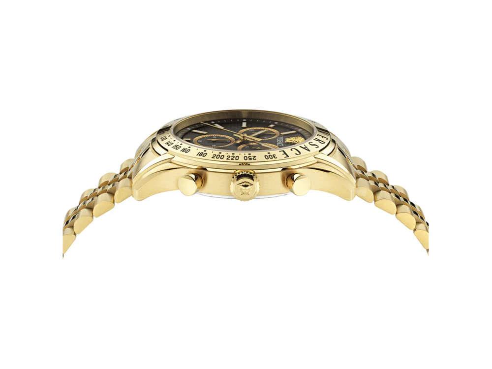 Versace Chrono Master Quartz Uhr, PVD Gold, Schwarz, 44 mm, VE8R00624