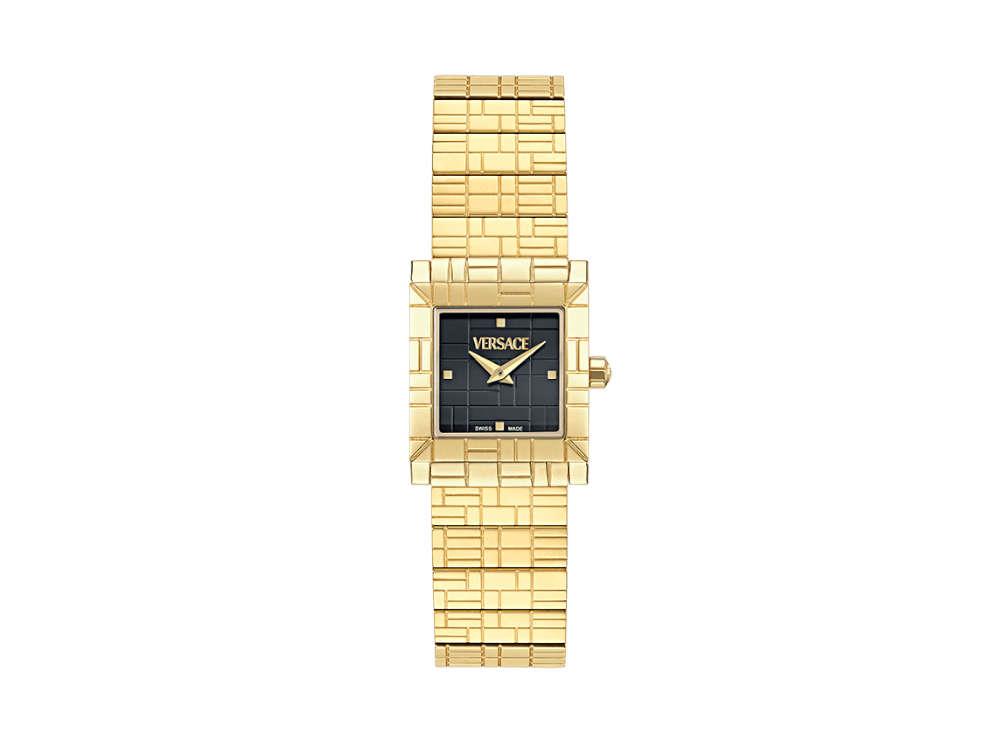 Versace Mosaic Quartz Uhr, PVD Gold, Schwarz, 22 mm, Shapir-Glas, VE9B00324