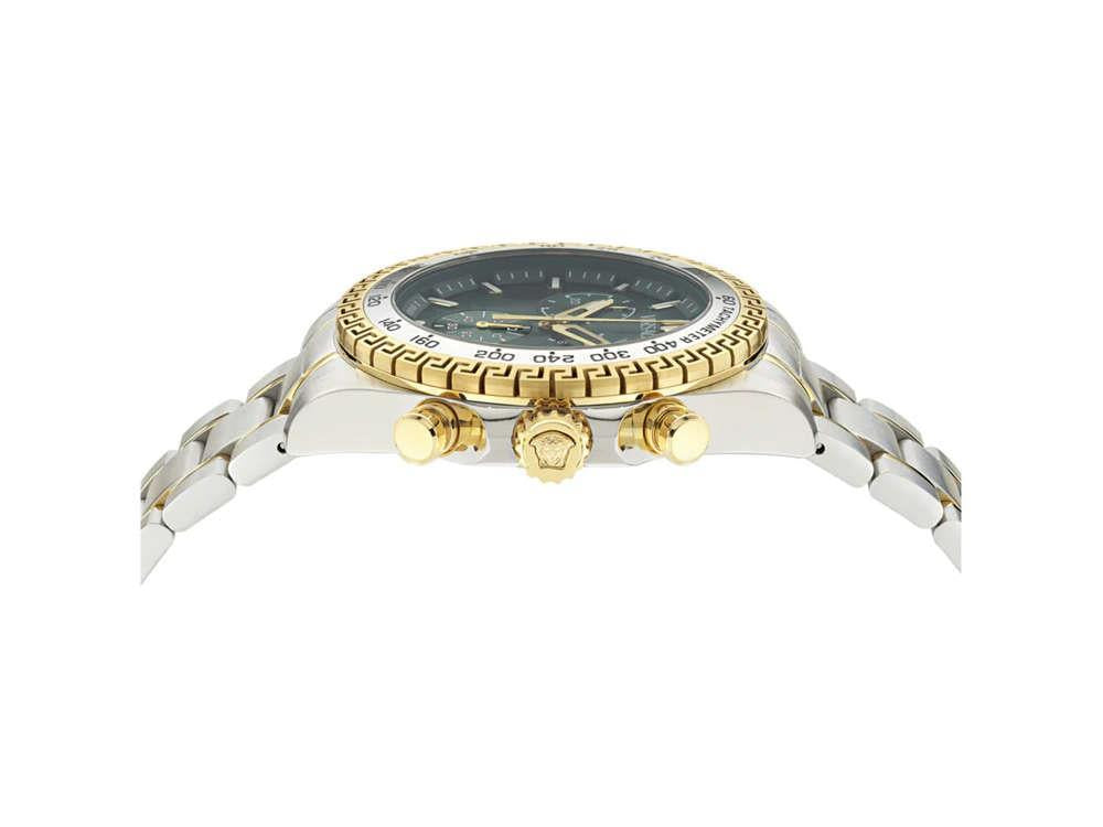 Versace Chrono X Quartz Uhr, Recycelter Stahl, Grün, 44 mm, VE9K00424