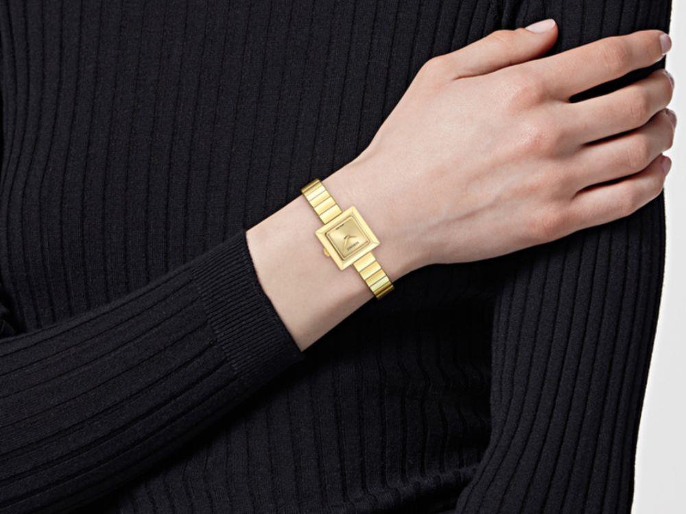 Versace V_Square Quartz Uhr, Golden, Shapir-Glas, VEY900526
