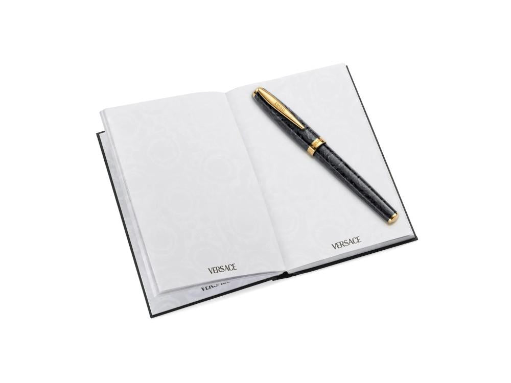 Versace + Notebook Barocco Roller, Edelharz, Schwarz, Vergoldet, VRAD00724