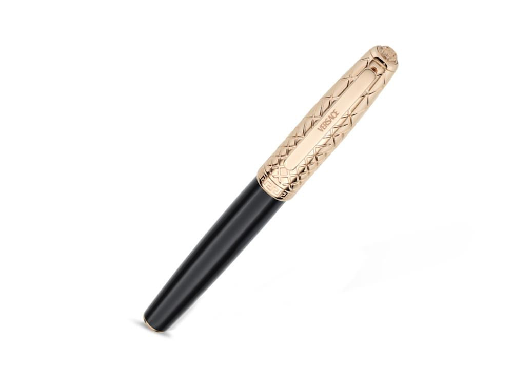 Versace Honos Roller, Edelharz, Schwarz, Roségold PVD, VRTC00324