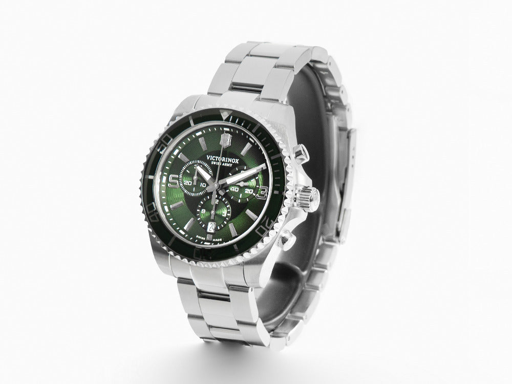 Victorinox Maverick Chronograph Quartz Uhr, Grün, 43 mm, Stahlband, V241946