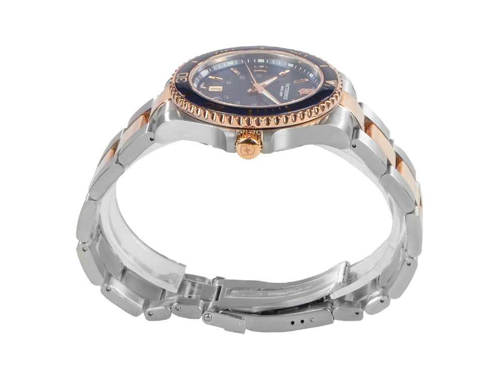 Victorinox Maverick Quartz Uhr, Blau, 43 mm, Stahlband und Roségold PVD, V241950