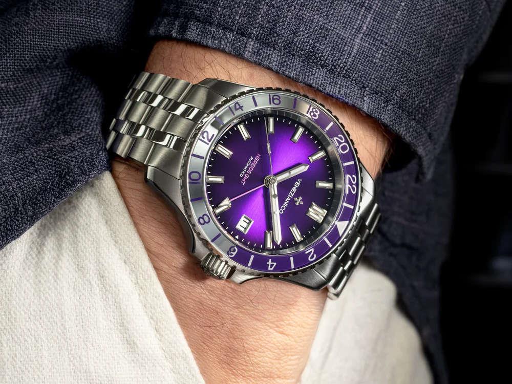 Venezianico Nereide GMT Automatik Uhr, 39 mm, violett, 3521512S