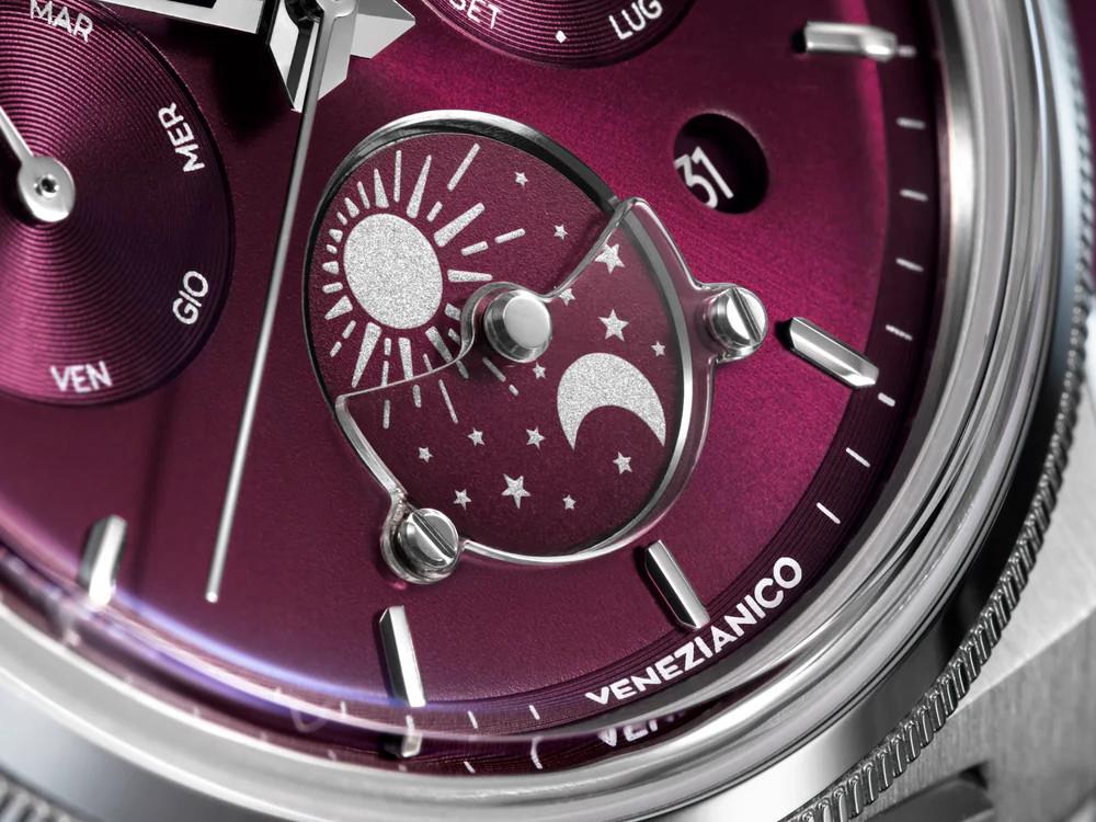 Venezianico Arsenale  Calendario Automatik Uhr, 40 mm, Bordeaux, 6221581C