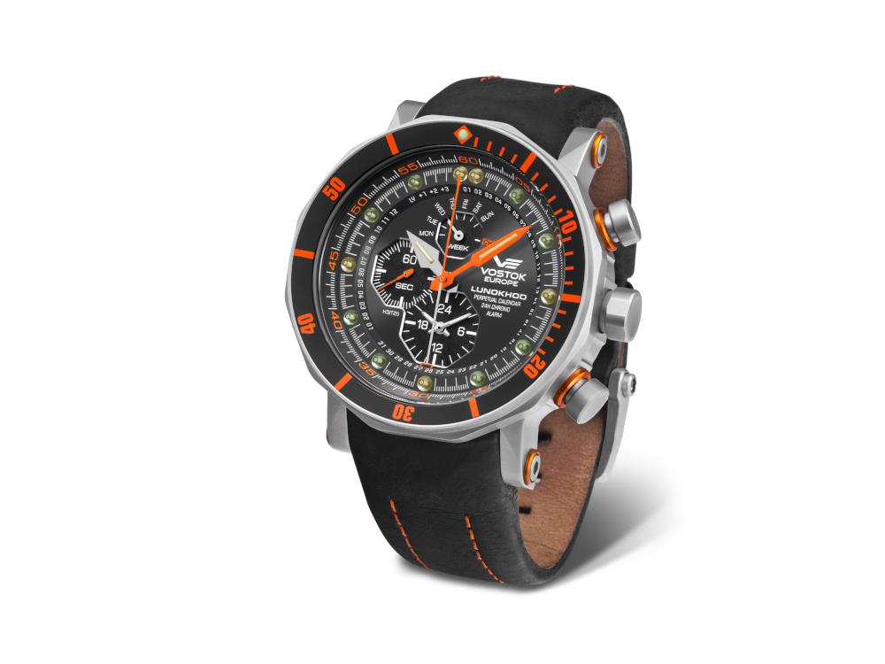 Vostok Europe Lunokhod-2 Quartz Uhr, Grau, 49 mm, Tritium, Chrono, YM86-620A506