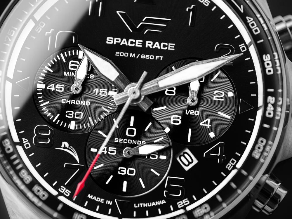 Vostok Europe Space Race Quartz Uhr, Schwarz, 46.5 mm, Chronograph, 6S20-325A741