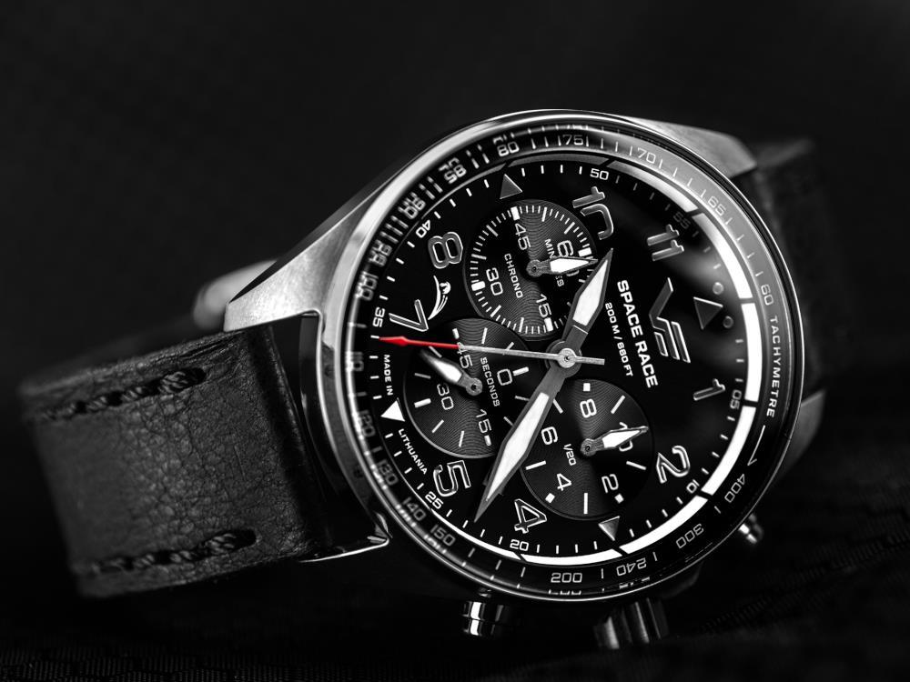 Vostok Europe Space Race Quartz Uhr, Schwarz, 46.5 mm, Chronograph, 6S20-325A741