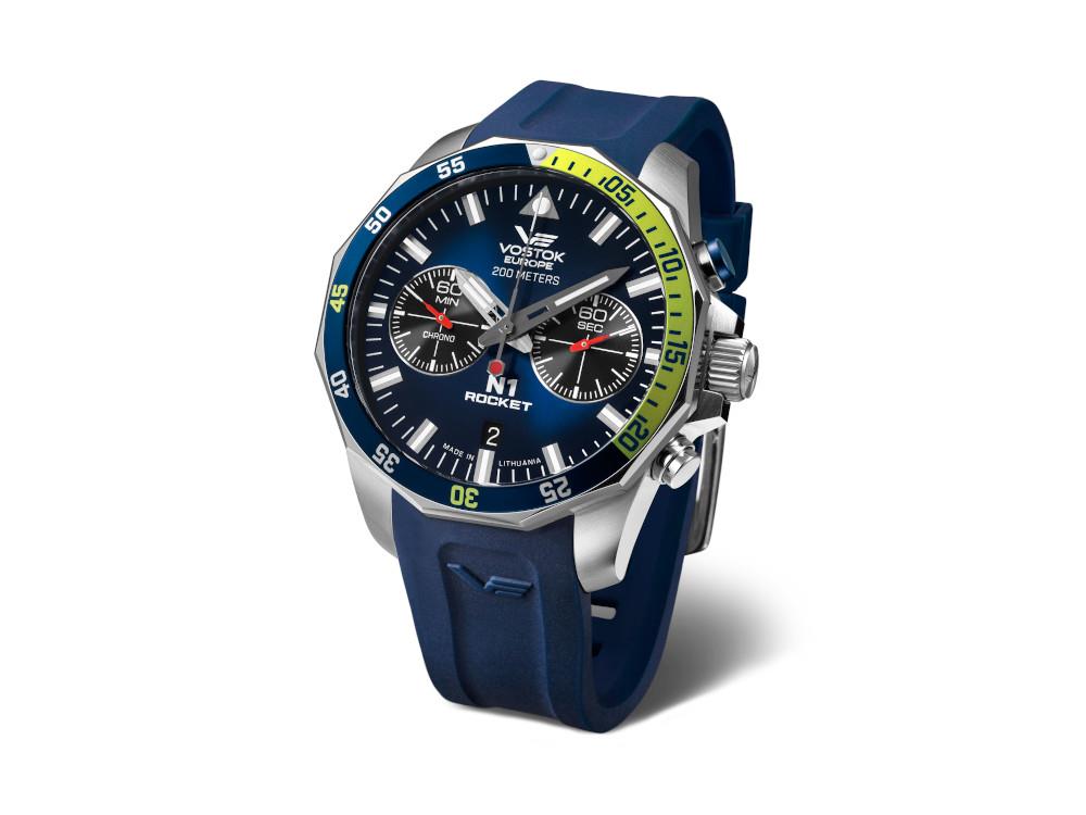 Vostok Europe Rocket N-1 Quartz Uhr, Blau, 46 mm, Chronograph, 6S21-225A708-R-BL