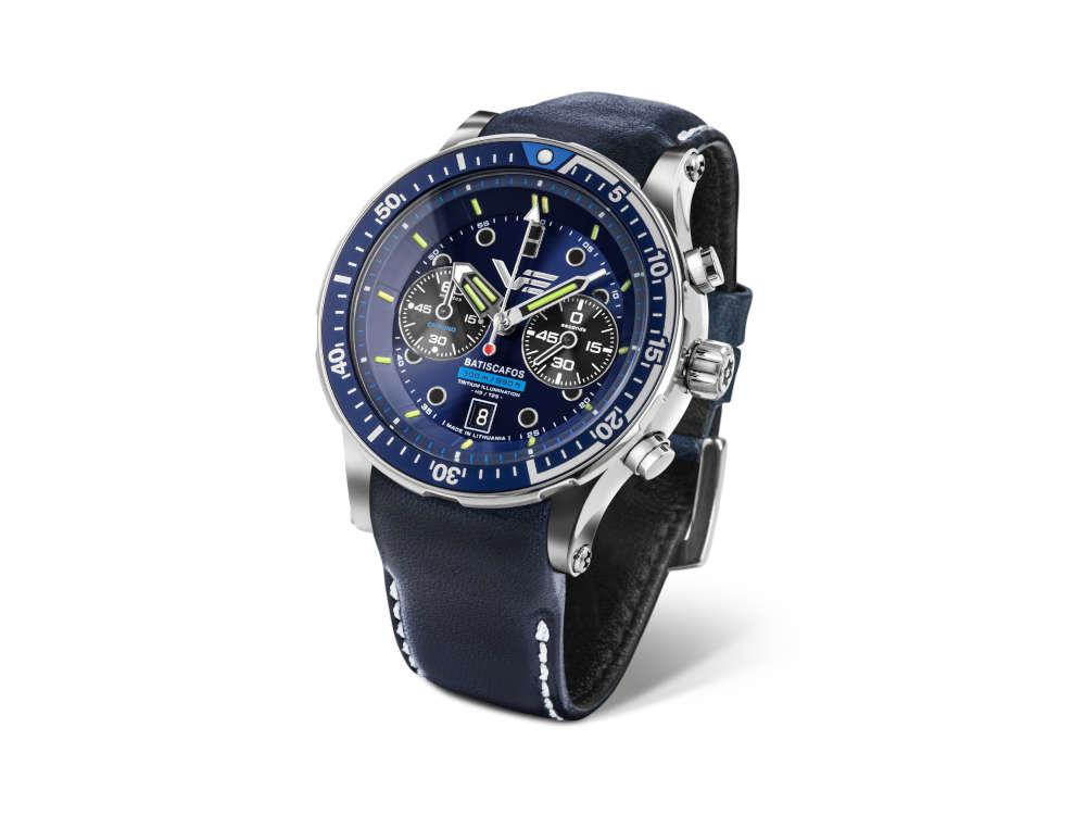 Vostok Europe Batiscafos Quartz Uhr, Blau, 49.7 mm, 6S21-511A772-L-BL