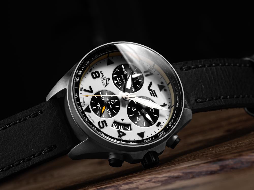 Vostok Europe Space Race Quartz Uhr, Weiss, 46.5 mm, Chronograph, 6S30-325A743