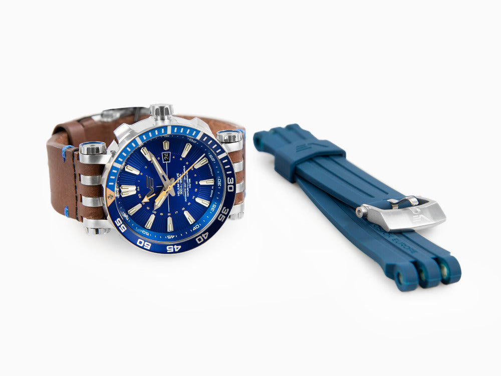 Vostok Europe Energia II GMT Automatik Uhr, Blau, Limitierte Ed NH34-575A716