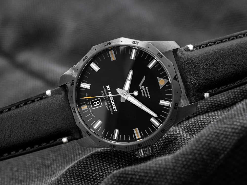 Vostok Europe Rocket N1 Compact Automatik Uhr, Schwarz, 39 mm, NH35-125A747-L-BK